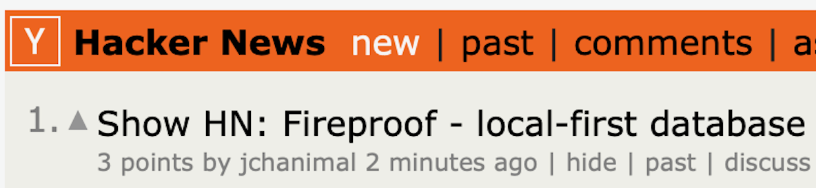 Image of Fireproof on Hacker News